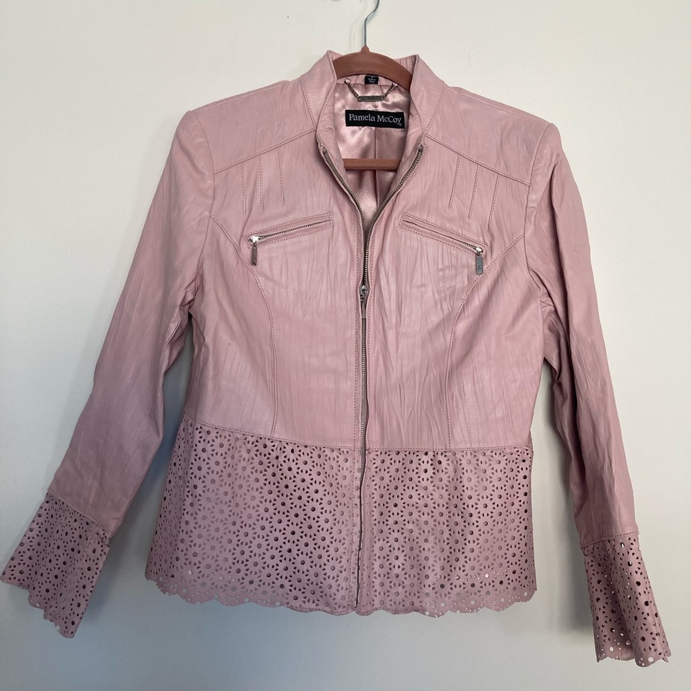 Pamela McCoy pink leather jacket size M